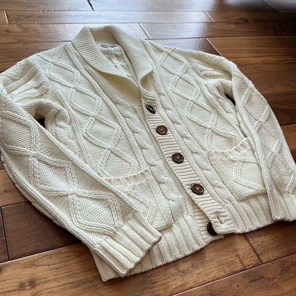 Vtg Kmart fisherman cable knit cardigan sweater - Picture 4 of 4